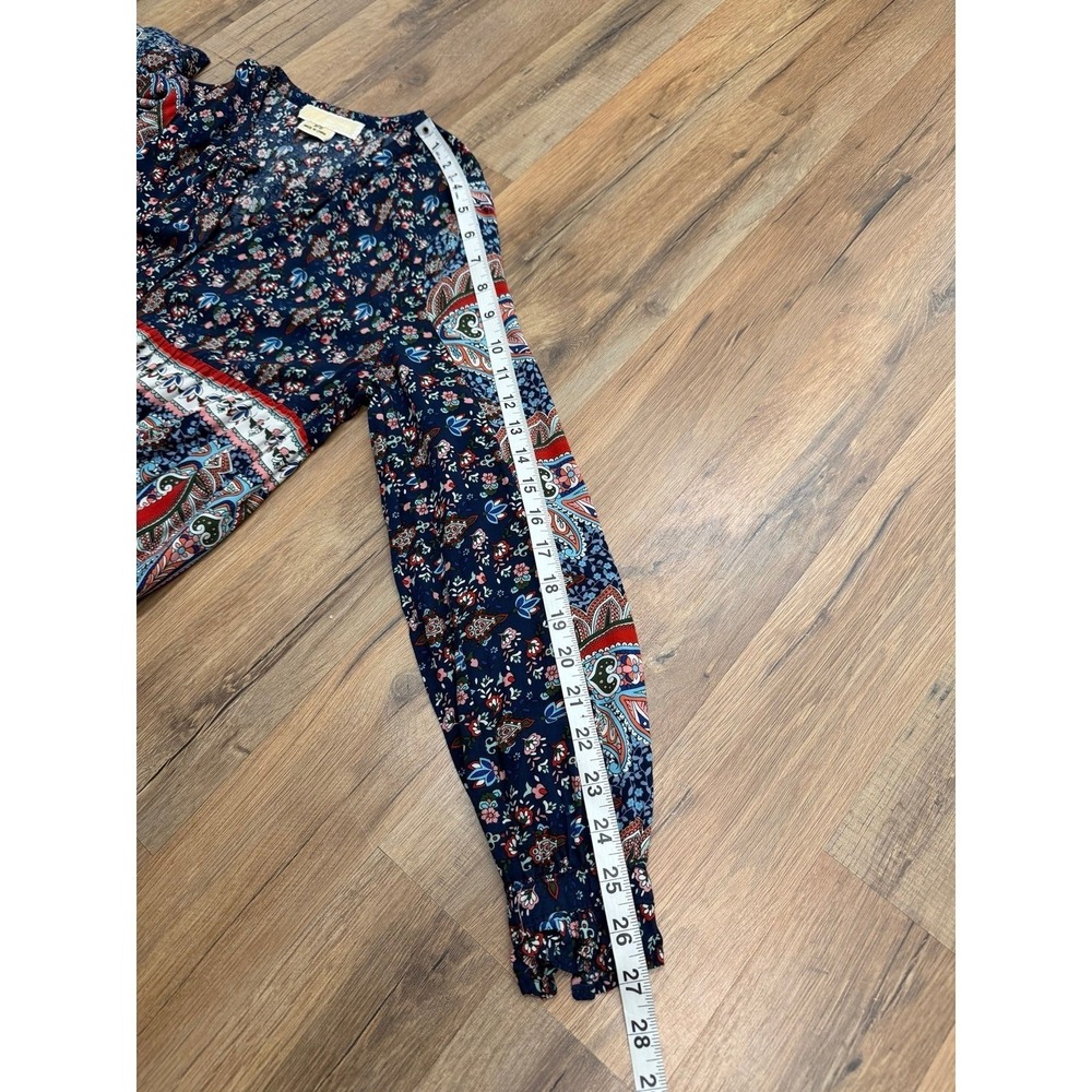 Michael Kors Floral Paisley Boho Mini Dress Women Small Navy Long Sleeve - Picture 9 of 9